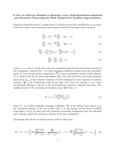 Equations linearized about a resting state in radiative-convective equilibrium on... torial beta plane, with barotropic mode ignored and ﬁrst ... A and