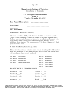 Massachusetts Institute of Technology Department of Economics 14.01 Principles of Microeconomics Exam 2