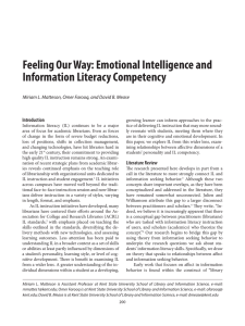 Feeling Our Way: Emotional Intelligence and Information Literacy Competency Introduction