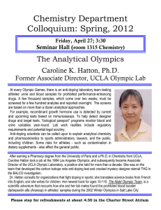 Chemistry Department Colloquium: Spring, 2012 The Analytical Olympics