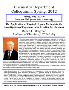 Chemistry Department Colloquium: Spring, 2012