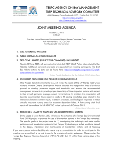 JOINT MEETING AGENDA TBRPC AGENCY ON BAY MANAGEMENT TBEP TECHNICAL ADVISORY COMMITTEE