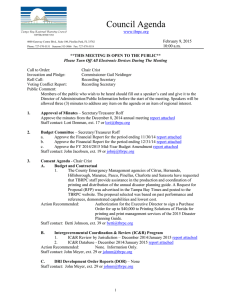 Council Agenda  February 9, 2015 10:00 a.m.