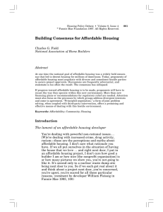 Building Consensus for Affordable Housing Abstract Charles G. Field