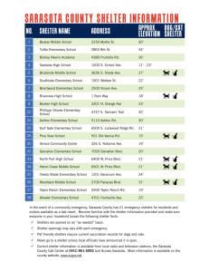 SARASOTA COUNTY SHELTER INFORMATION APPROX. DOG/CAT NO. SHELTER NAME
