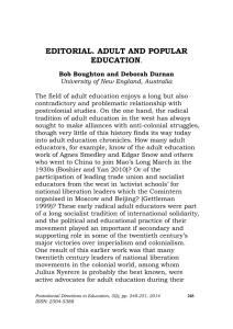 EDITORIAL. ADULT AND POPULAR EDUCATION