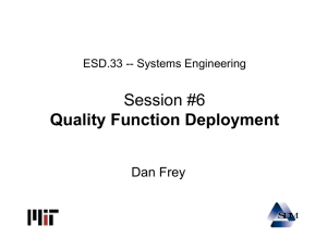 Session #6 Quality Function Deployment Dan Frey ESD.33 -- Systems Engineering