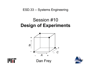 Session #10 Design of Experiments Dan Frey ESD.33 -- Systems Engineering