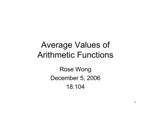 Average Values of Arithmetic Functions Rose Wong December 5, 2006