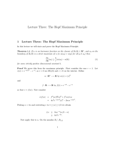 Lecture Three:  The Hopf Maximum Principle 1