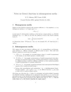 Notes on Green’s functions in inhomogeneous media 1 Homogeneous media