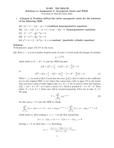 18.305 Fall 2004/05 Solutions to Assignment 2: Asymptotic Series and WKB