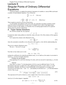 Lecture 6 Singular Points of Ordinary Differential Equations