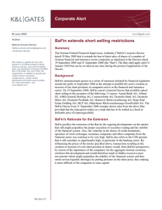 Corporate Alert BaFin extends short selling restrictions  Summary