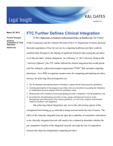 FTC Further Defines Clinical Integration