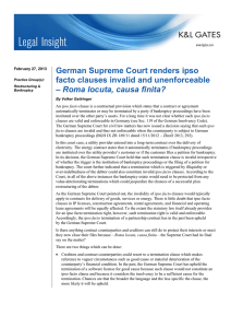 German Supreme Court renders ipso facto clauses invalid and unenforceable