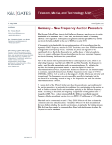 Telecom, Media, and Technology Alert Germany – New Frequency Auction Procedure