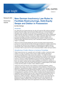 New German Insolvency Law Rules to Facilitate Restructurings, Debt-Equity