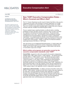 Executive Compensation Alert New TARP Executive Compensation Rules –