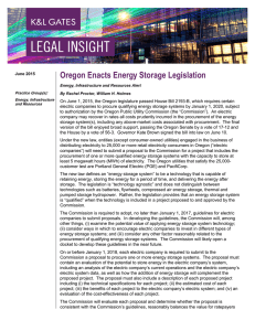 Oregon Enacts Energy Storage Legislation