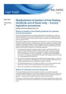 Readjustment of taxation of free floating legislative procedures