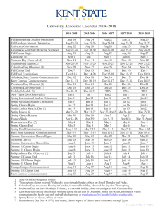 University Academic Calendar 2014–2018