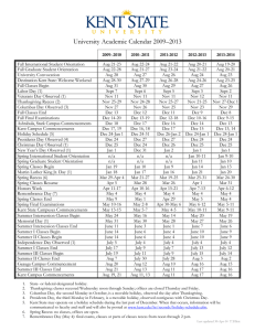 University Academic Calendar 2009–2013