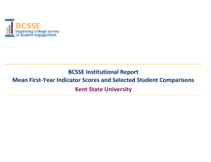 BCSSE Institutional Report Mean First‐Year Indicator Scores and Selected Student Comparisons Kent State University