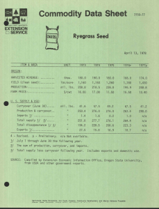 Commodity Sheet Data Ryegrass  Seed