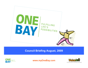 Creating a Regional VISION Council Briefing August, 2009 www.myOneBay.com