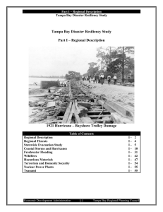 Tampa Bay Disaster Resiliency Study Part I – Regional Description