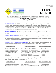 LEPC Recap TAMPA BAY LOCAL EMERGENCY PLANNING COMMITTEE (LEPC) DISTRICT VIII,  MEETING