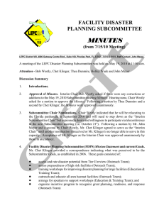 MINUTES FACILITY DISASTER PLANNING SUBCOMMITTEE (from 7/15/10 Meeting)