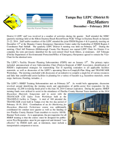 HazMatters Tampa Bay LEPC (District 8) December – February 2014