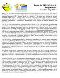 HazMatters Tampa Bay LEPC (District 8) June 2012 – August 2012