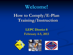 Welcome! How to Comply/E-Plan Training/Instruction