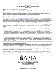 CLINICAL SITE INFORMATION FORM developed by APTA Department of Physical Therapy Education