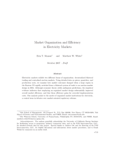 Market Organization and Eﬃciency in Electricity Markets Erin T. Mansur and