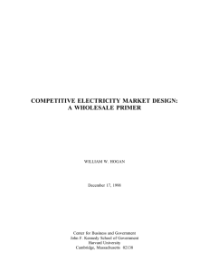 COMPETITIVE ELECTRICITY MARKET DESIGN: A WHOLESALE PRIMER