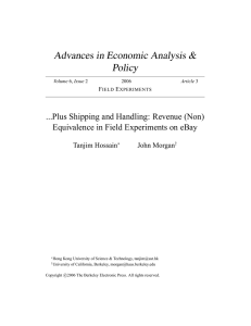 Advances in Economic Analysis &amp; Policy ...Plus Shipping and Handling: Revenue (Non)