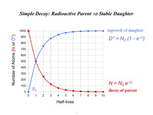  Simple Decay: Radioactive Parent Stable Daughter N = N