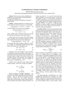 An Introduction to Isotopic Calculations John M. Hayes