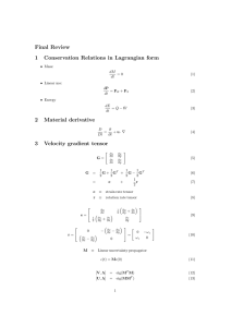 Final Review 1 Conservation Relations in Lagrangian form 2