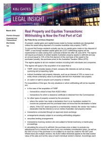 Real Property and Equities Transactions: