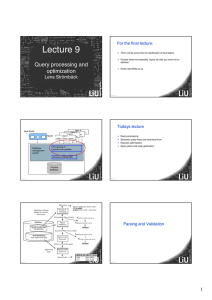 Lecture 9 For the final lecture: