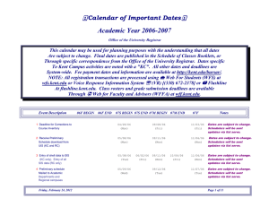Academic Year 2006-2007 Calendar of Important Dates