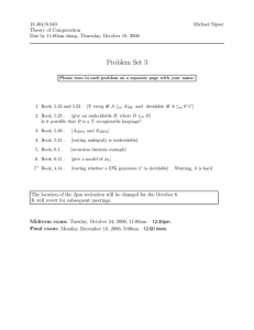 Problem Set 3 18.404/6.840 Michael Sipser Theory of Computation