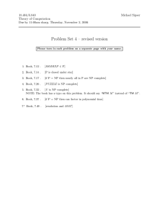Problem Set 4 – revised version 18.404/6.840 Michael Sipser Theory of Computation