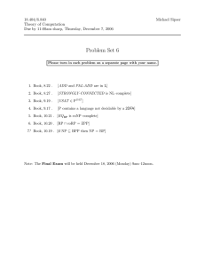 Problem Set 6 18.404/6.840 Michael Sipser Theory of Computation