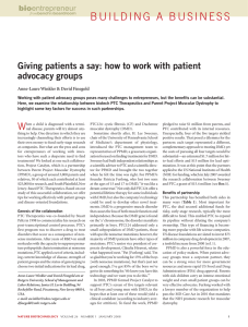 B U I L D I N G  ... Giving patients a say: how to work with patient advocacy groups